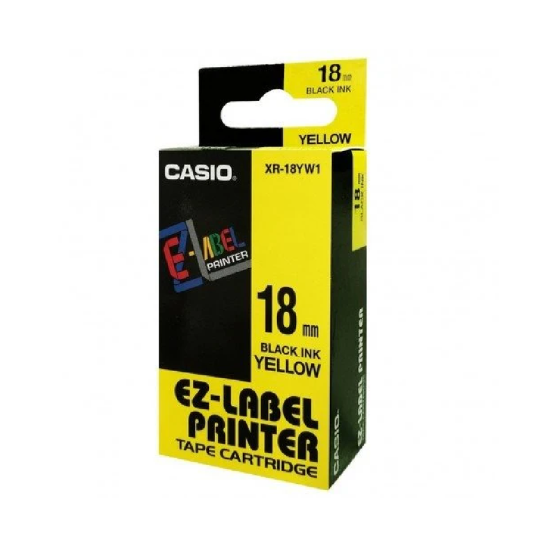 Casio 18mm Label Tape Cassette - Black/Yellow| XR-18YW1-W-DJ1