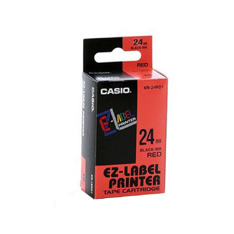 Casio 24mm Label Tape Cassette - Black/Red | XR-24RD1-W-DJ1