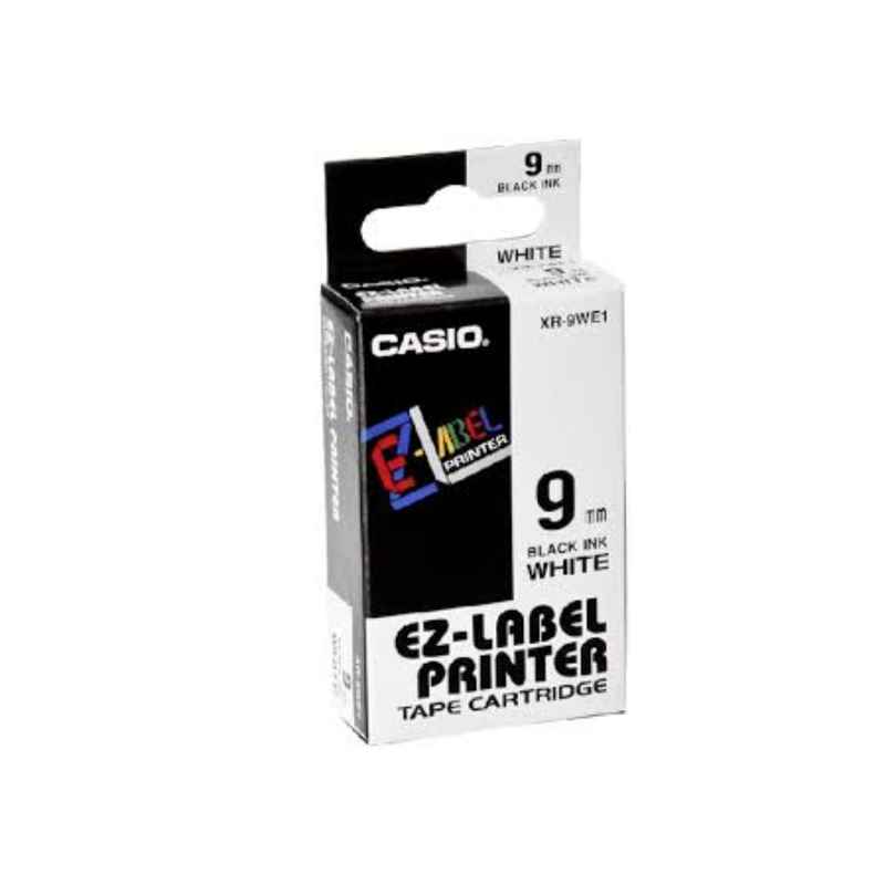 Casio 9mm Label Tape Cassette - Black/White | XR-9WE1-W-DJ1