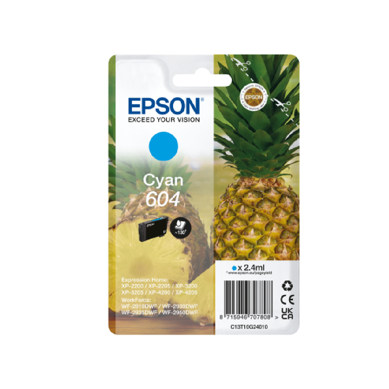 Epson 604 Cyan Ink Cartridge | C13T10G24010
