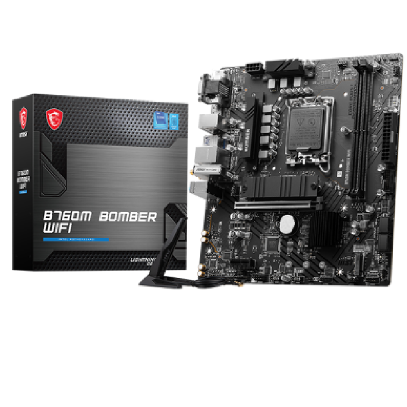 MSI B760M BOMBER WIFI DDR5 Motherboard – Intel B760 Chipset, LGA1700, Micro-ATX, WiFi | 911-7D90-047