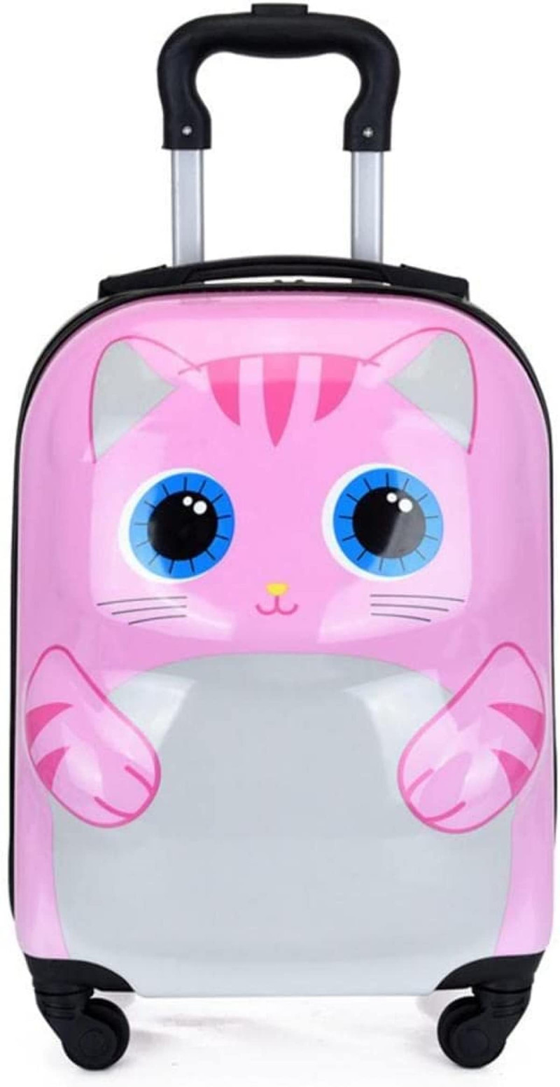 Kids Cartoon Trolley Suitcase – Pink Cat Design | ABS7