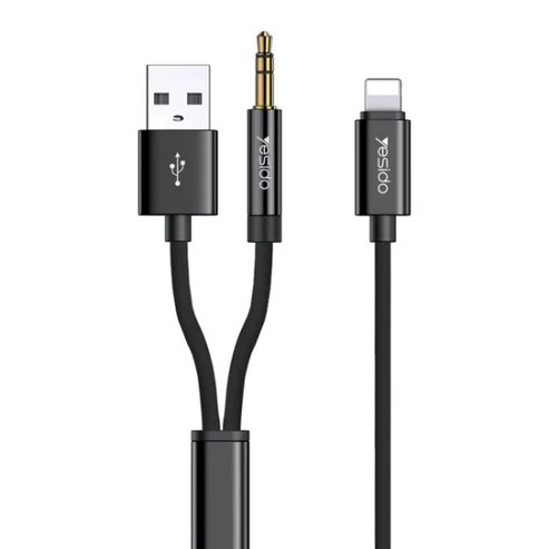 YESIDO Aux & Charge Adapter – Lightning to 3.5 mm + Lightning Pass‑Through | YAU18