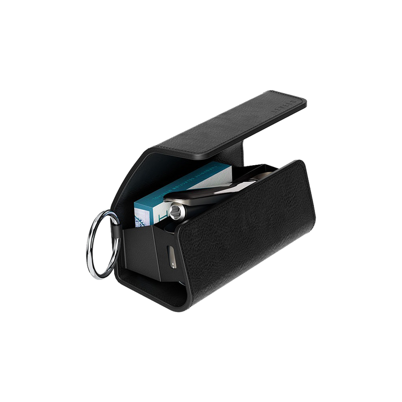 Levelo Neo Leather Case – Black – with Terra Cigarette Compartment | LVLNLQLB