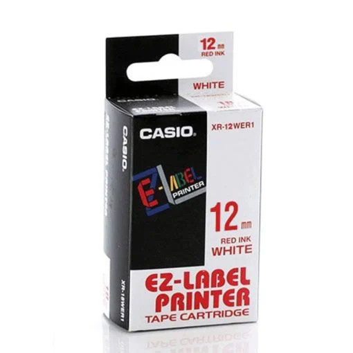 Casio Label Tape Cassette Red on White │ XR‑12WER1‑W‑DJ1