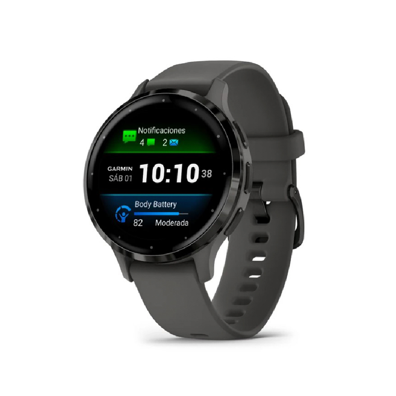 Garmin Venu 3S Smartwatch - GPS Slate Stainless Steel Bezel with Pebble Gray Case and Silicone Band | 010-02785-00