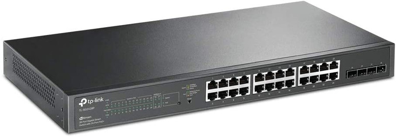 TP-Link Switch JetStream Smart 24 Port Gigabit PoE+ (250w) with 4 SFP ,Rackmount, Cloud Access Through OC200,OC300 | TL-SG2428P
