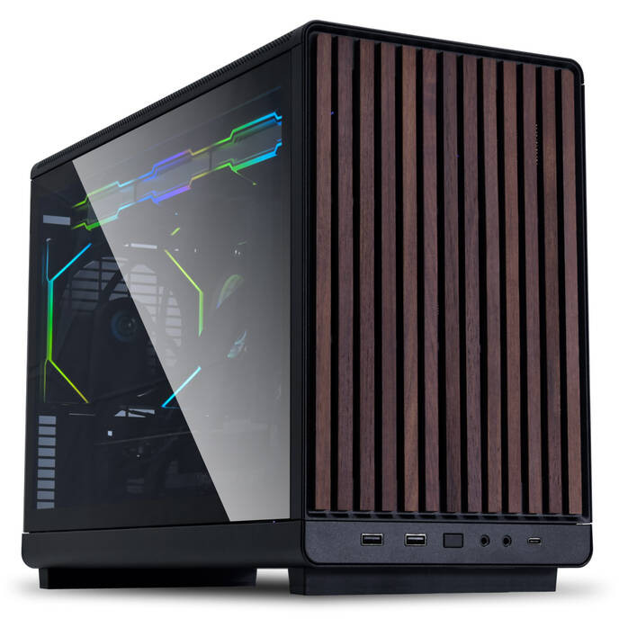 Lian Li Dan A3 mATX Case - Wood Edition Black with Glass Side Panel | G99.A3X-WDG.00