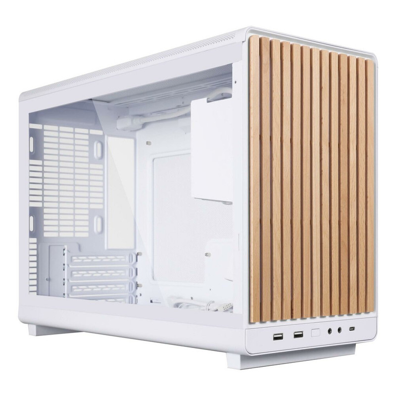 Lian Li Dan A3 mATX Case - Wood Edition White with Glass Side Panel | G99.A3W-WDG.00