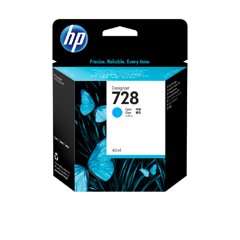 HP 728 40-ml DesignJet Original Ink Cartridge - Cyan | F9J63A