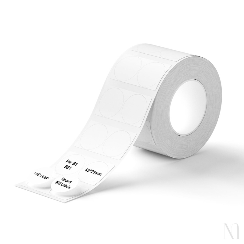 NIIMBOT B1 White Round Thermal Label - 305 Label/Roll - 42*21mm