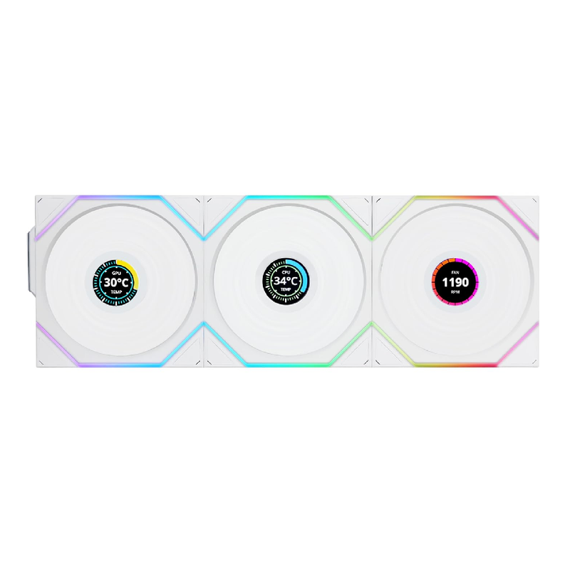 Lian Li UNI Fan TL LCD Wireless 120-Triple Pack-2.4 GHz Wireless Signal ARGB Fan - White | 12TLLCD1W3W