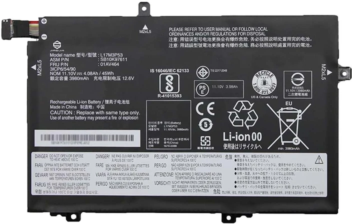 Lenovo ThinkPad L480 L580 Battery -L17M3P54- L17L3P52 | L17M3P54