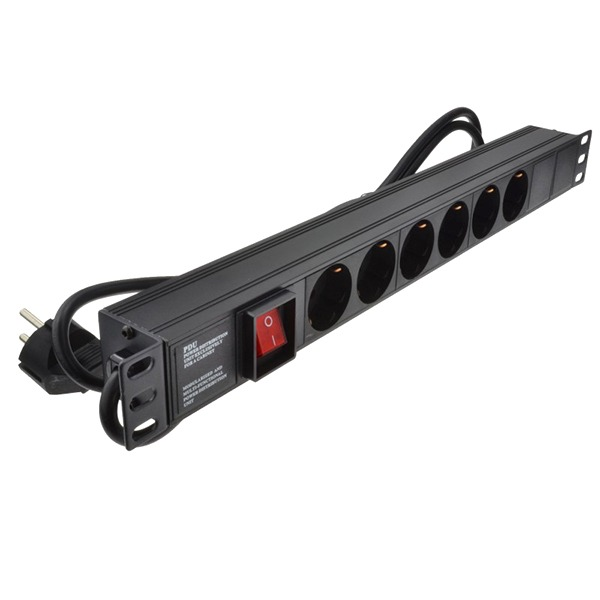 D-Link 6-Way EU Type PDU 16A with On/Off Switch Rack Power Distribution Unit