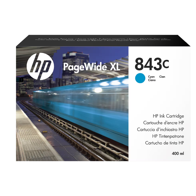 HP 843C 400-ml Original PageWide XL Ink Cartridge - Cyan | C1Q66A