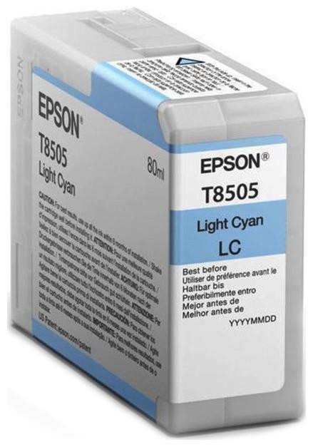 Epson Ink Cartridges, Ultrachrome® HD, T8505, Singlepack, 1 x 80.0 ml Light Cyan | C13T850500