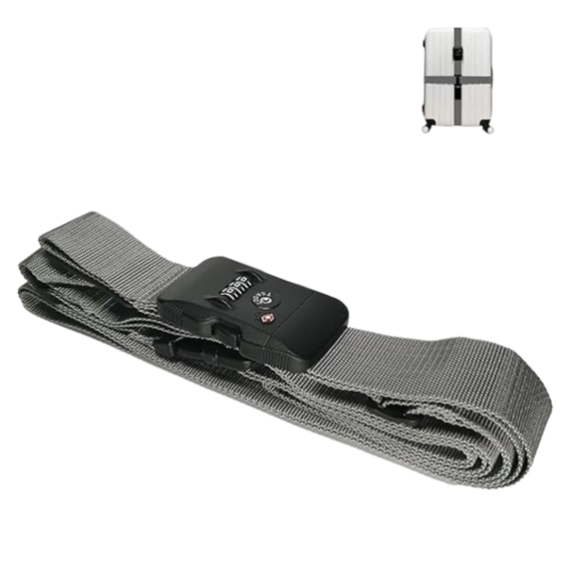 TSA Customs Combination Lock Luggage Strap - Grey | TR-004