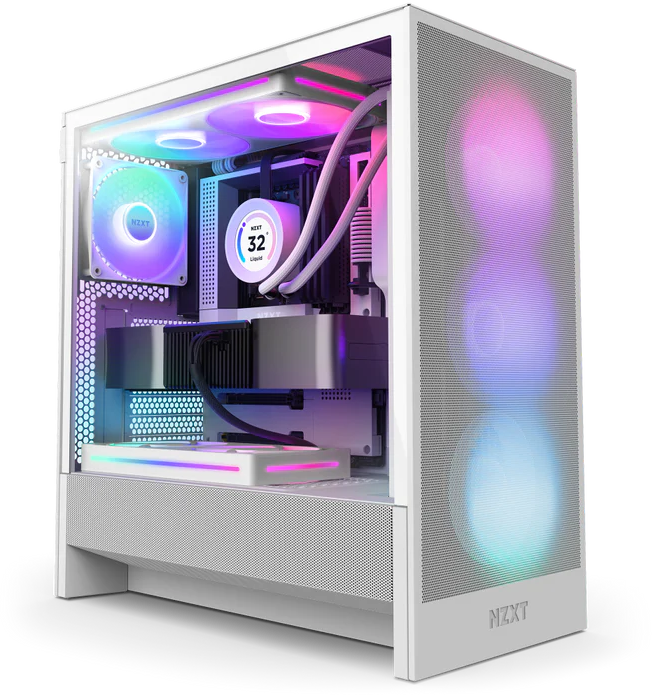 NZXT H5 Flow RGB Edition White Compact Mid-tower Airflow Case | CC-H52FW-R1