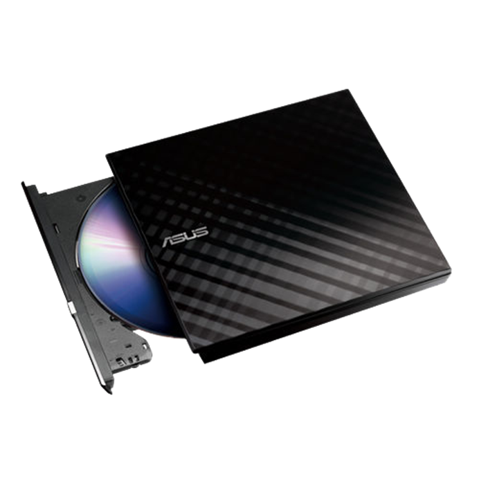ASUS 08D2S-U Ultra-Slim Portable External DVD Burner & Writer – USB 2.0 Optical Disc Drive with 8X DVD Write Speed, Disc Encryption, and Plug-and-Play Compatibility – Black