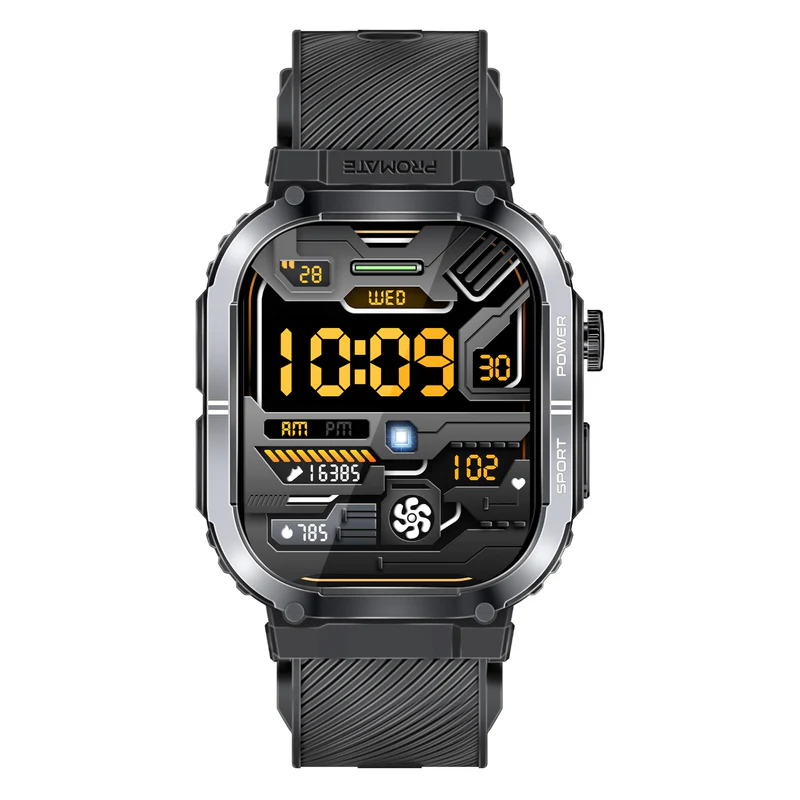 Promate SportFit™ Tough-Built Smartwatch with BT Calling, Black | XWatch-SL.BLACK
