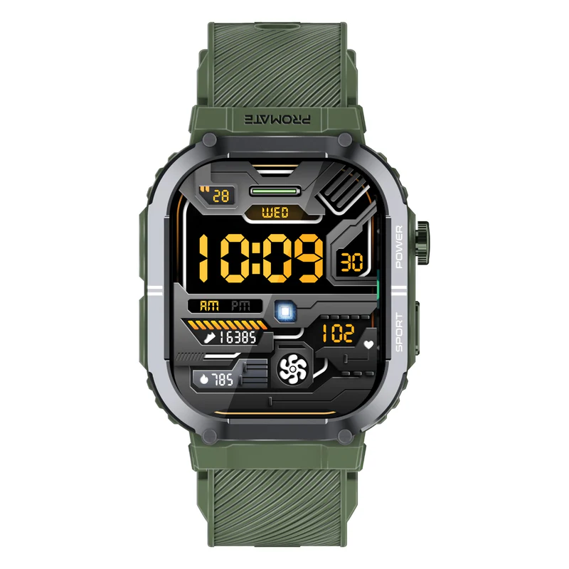 Promate SportFit™ Tough-Built Smartwatch with BT Calling, Green | XWatch-SL.GREEN