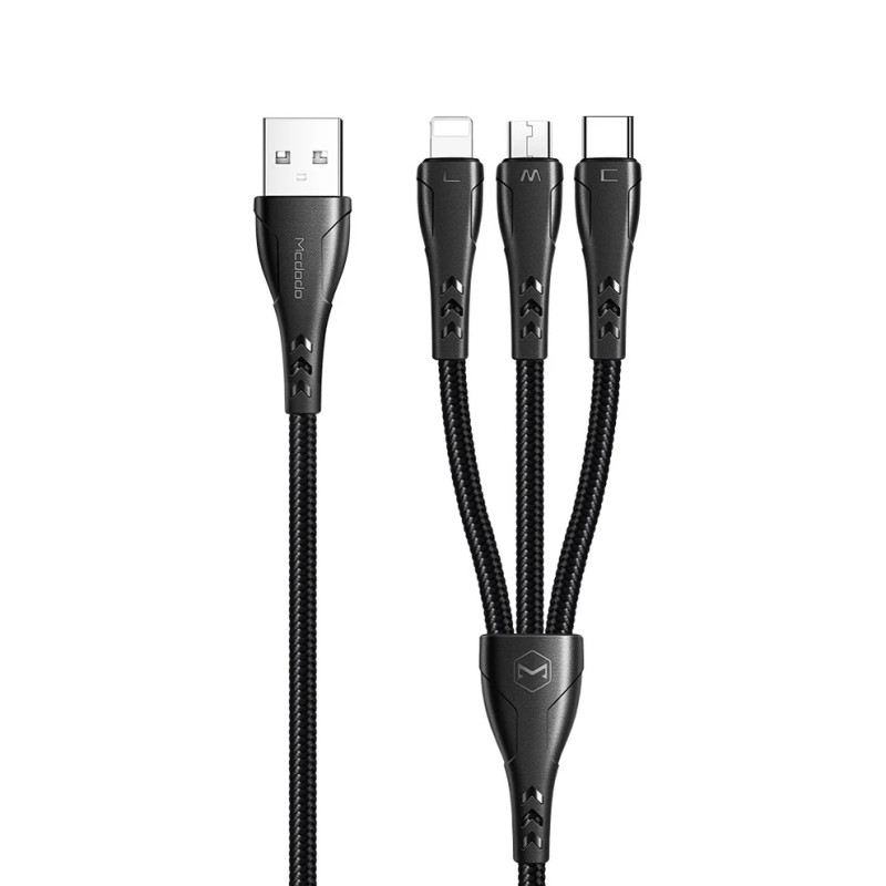 Mcdodo Lightning Type-C Micro USB 3 in 1 Cable 1.2m | CA-696
