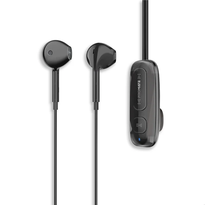Promate Clip-On High Fidelity Wireless Dynamic Earphones - Black | LATCH.BLACK
