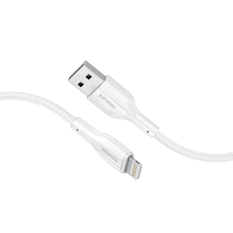 Promate High Tensile Strength Data & Charge Cable for Apple Devices - White | XCORD-AI200.WHITE
