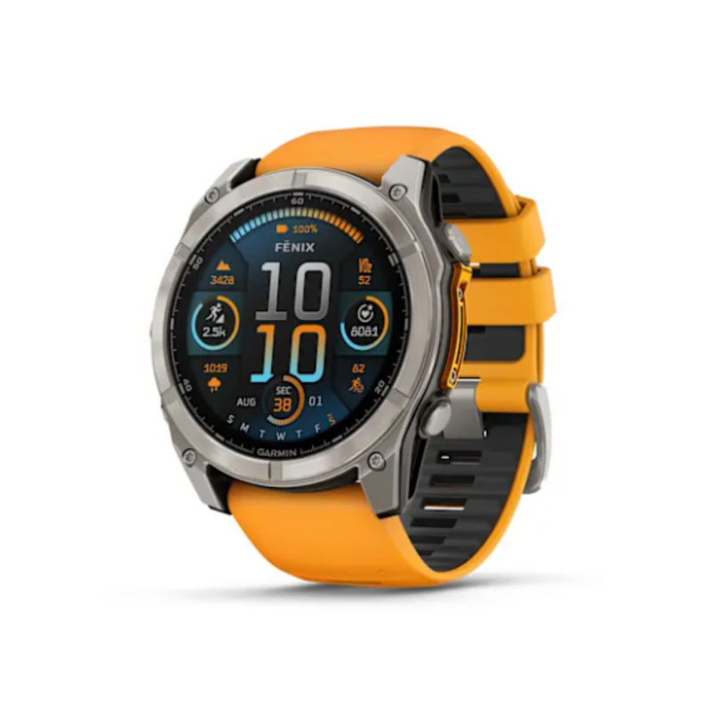 Garmin fenix 8 51mm - AMOLED Smartwatch - Titanium Spark Orange Band | 010-02905-10