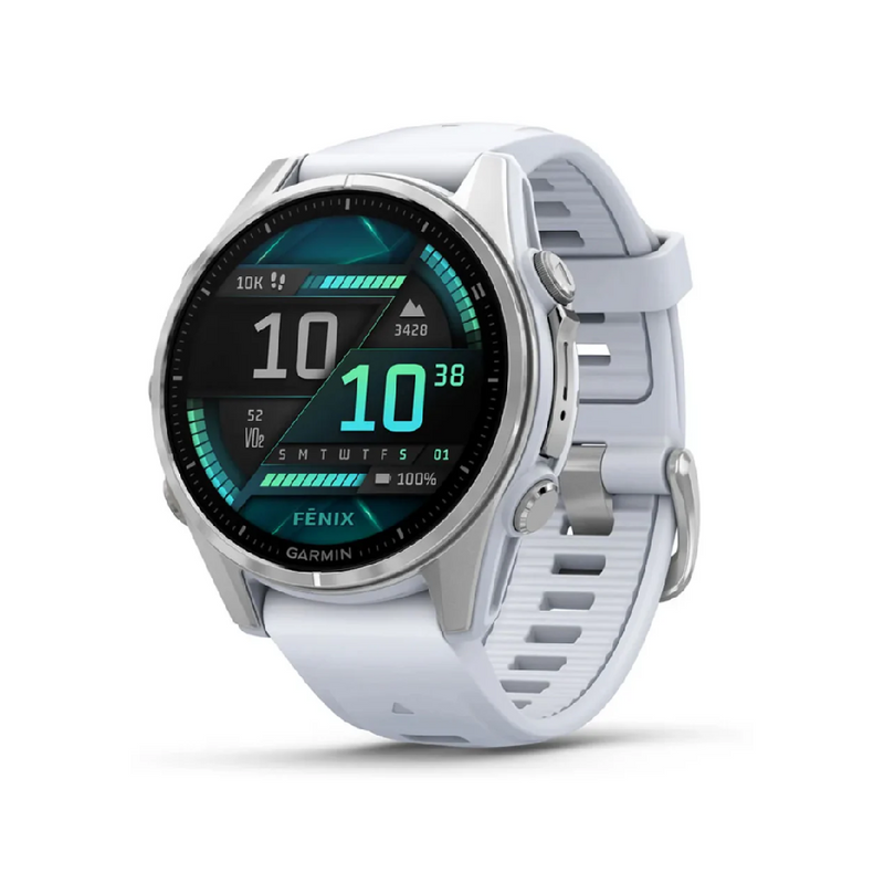 Garmin fēnix 8 - 43mm Smartwatch with AMOLED Display- Silver with Whitestone | 010-02903-00