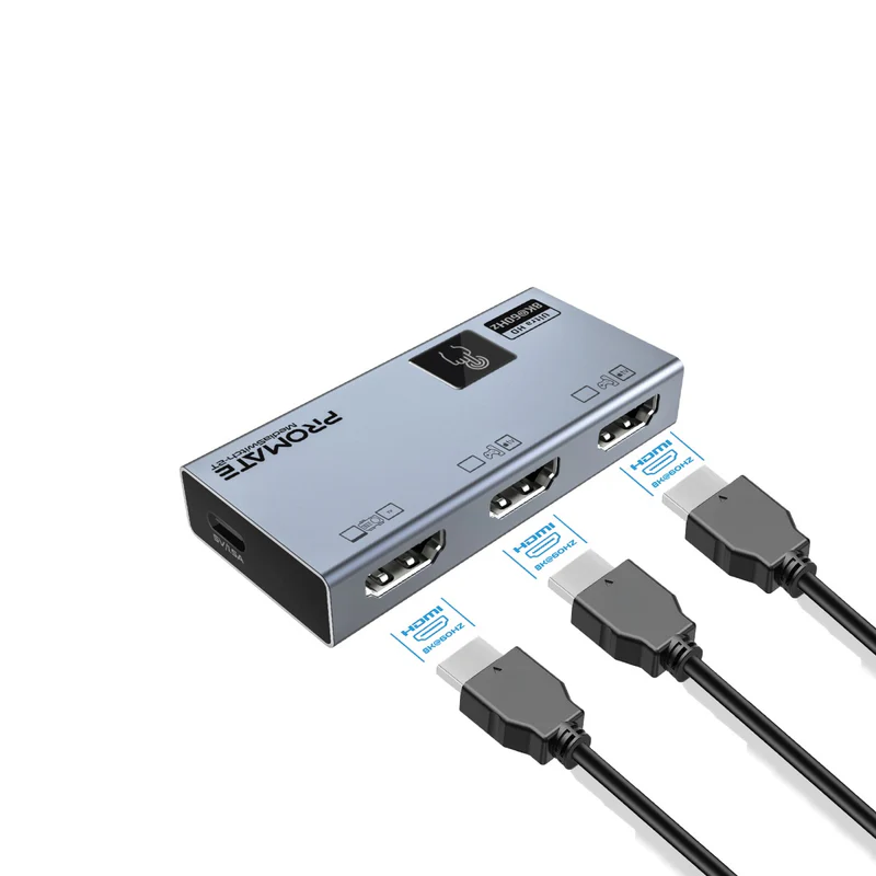 Promate Ultra-HD 8K@60Hz HDMI® Switch with Smart Touch Control | MediaSwitch-2T