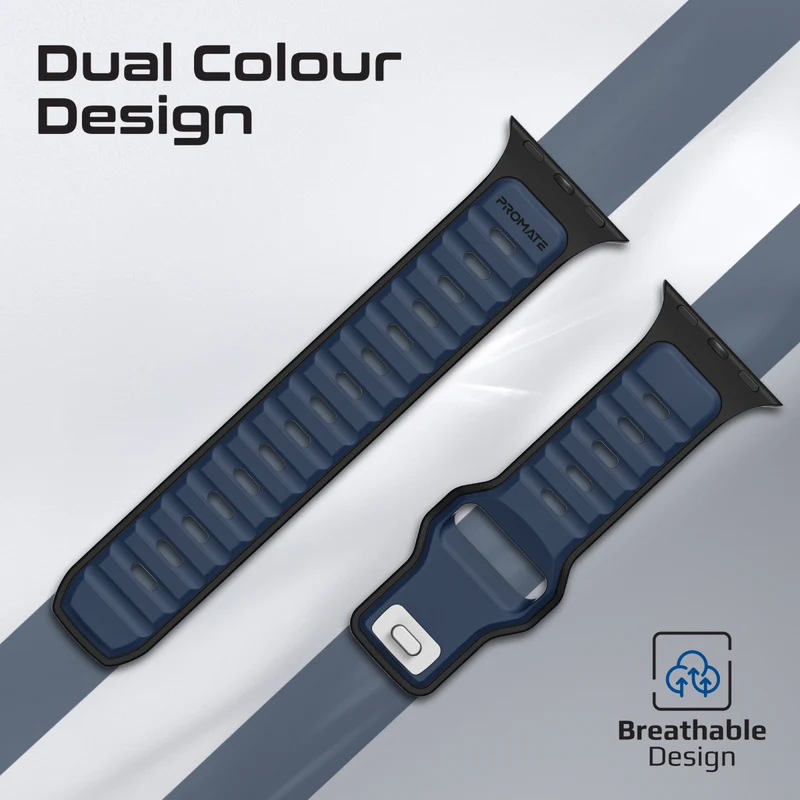 Promate Durable Two-Toned Silicone Sporty Watch Band - Blue | SILIBAND-DC.BLUE