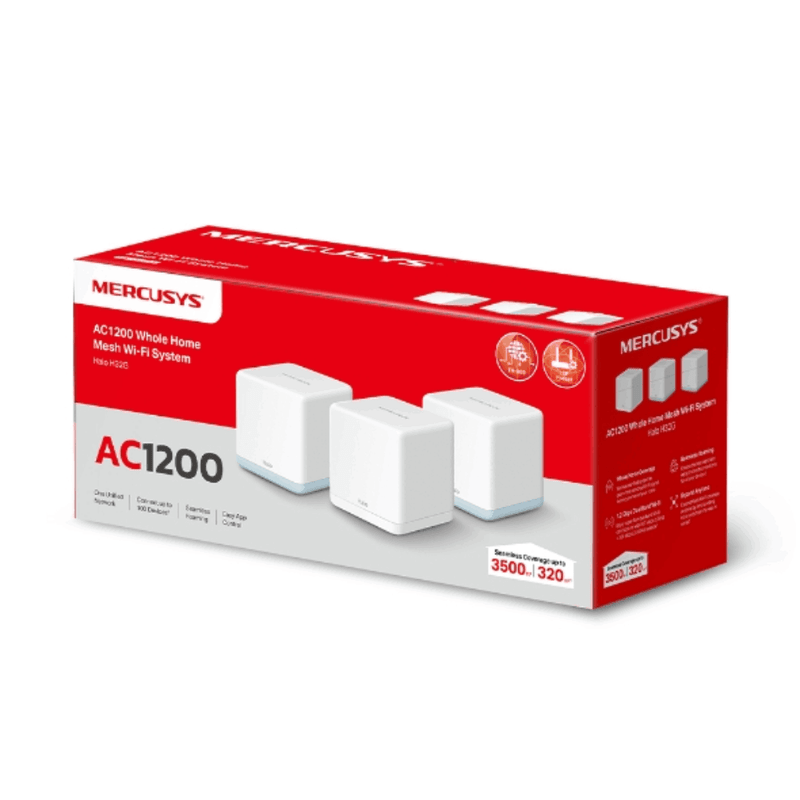 Mercusys Halo H32G (3-Pack) — AC1200 Whole Home Mesh Wi-Fi System | 320 m² Coverage, 100 Devices