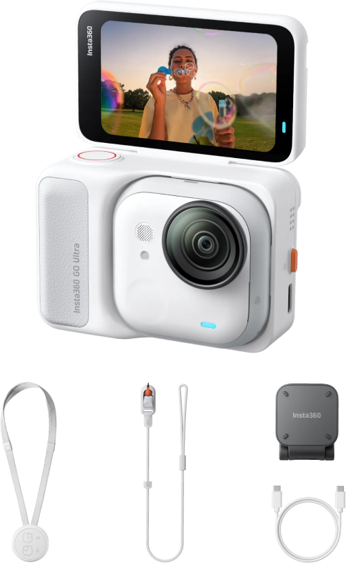 Insta360 GO Ultra Standard Bundle — Arctic White | Tiny 4K60 Magnetic POV Action Camera