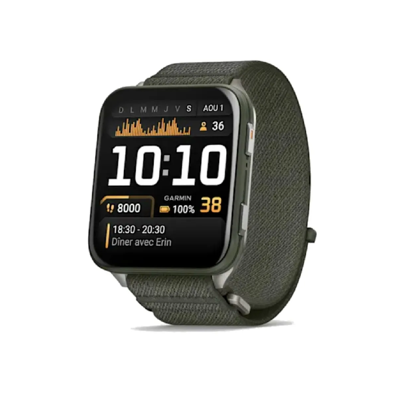 Garmin Venu X1 Premium Fitness Smartwatch with GPS - Moss with Titanium Caseback and Moss ComfortFit Nylon Band | 010-02980-03