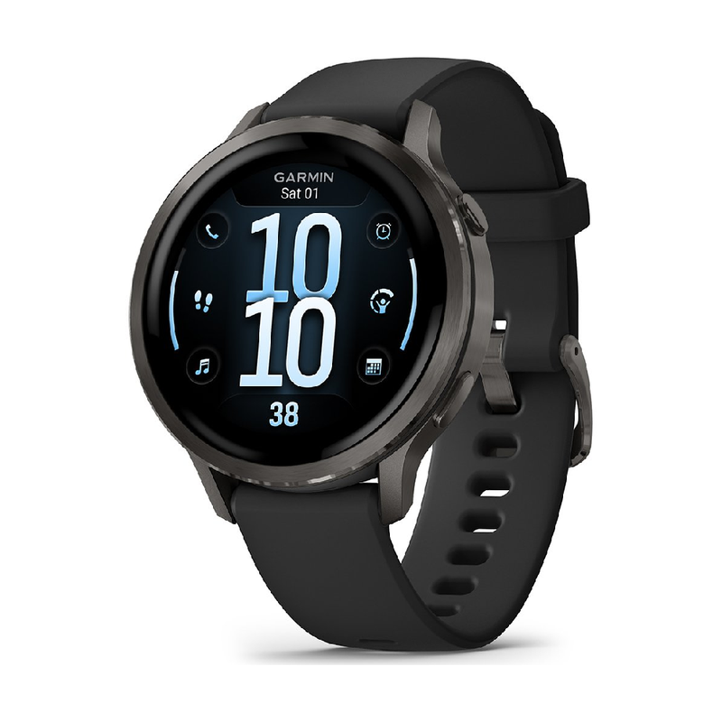 Garmin Venu 4 Smartwatch - 41 mm Slate with Black Silicone Band | 010-03013-02