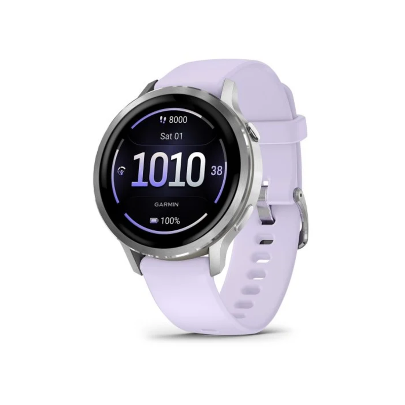 Garmin Venu 4 Smartwatch - 41 mm Silver with Periwinkle Silicone Band | 010-03013-01