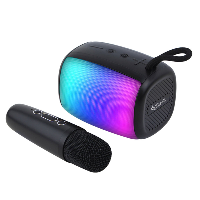 Kisonli G20 — Mini Bluetooth Karaoke Speaker with Wireless Mic | RGB Lights, Voice Changer | Black