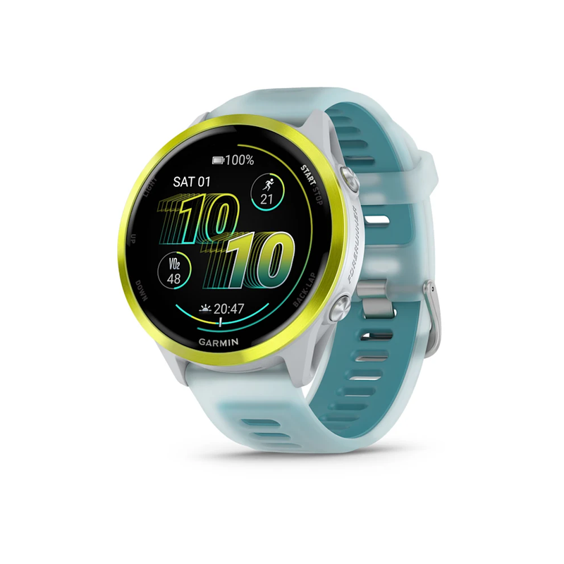Garmin Forerunner 570 Smart Watch - 47mm Amp Yellow Aluminium with Translucent Whitestone/Turquoise Band | 010-02971-01