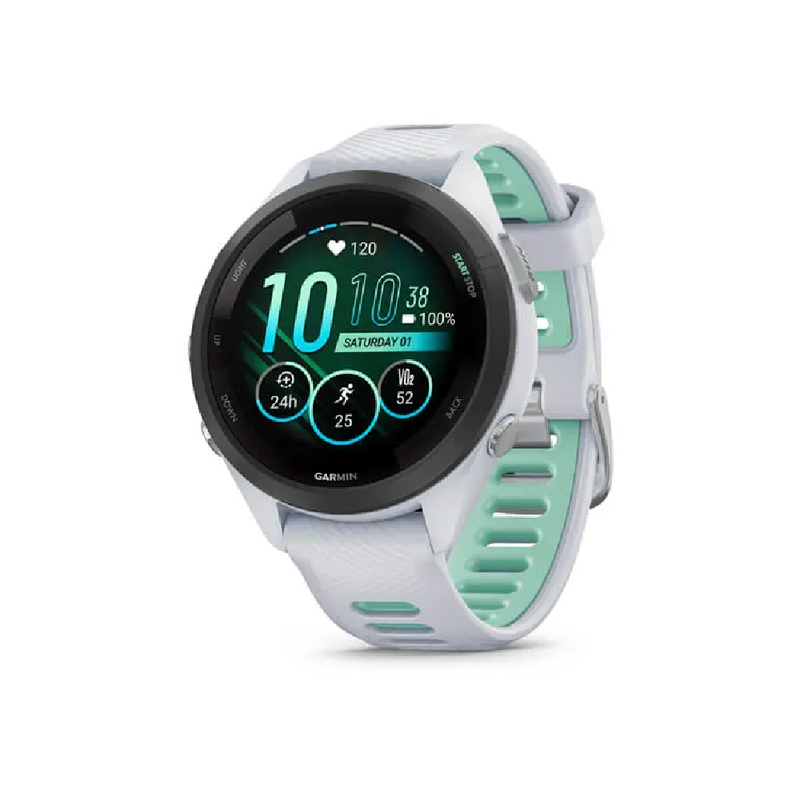 Garmin Forerunner 265S Smart Watch - Black Bezel with Whitestone Case and Whitestone/Neo Tropic Silicone Band | 010-02810-14