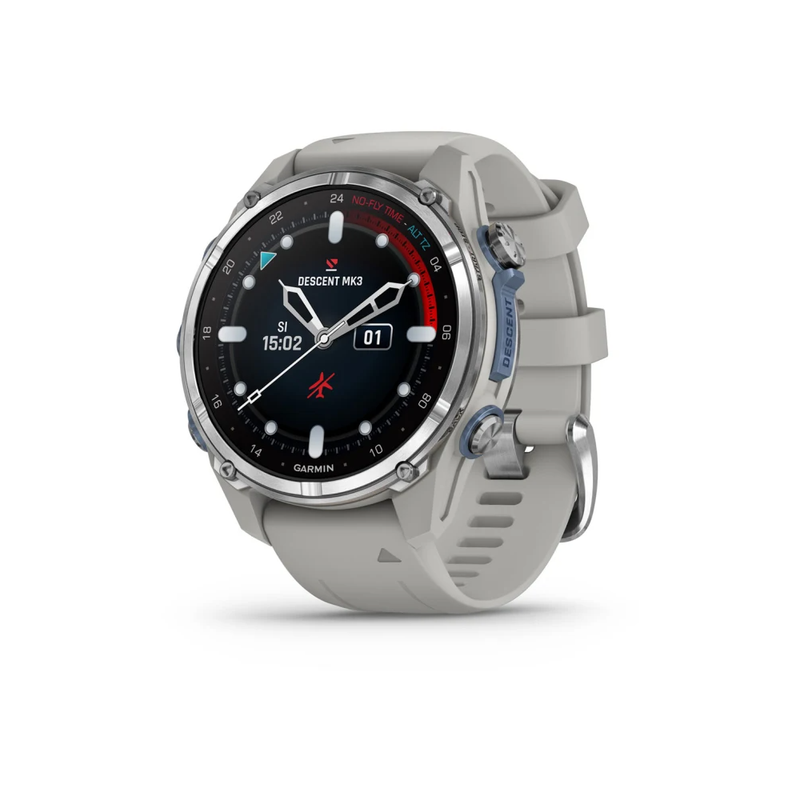 Garmin Descent MK3i Smart Watch 43 mm -Stainless Steel with Fog Grey Silicone Band | 010-02753-04