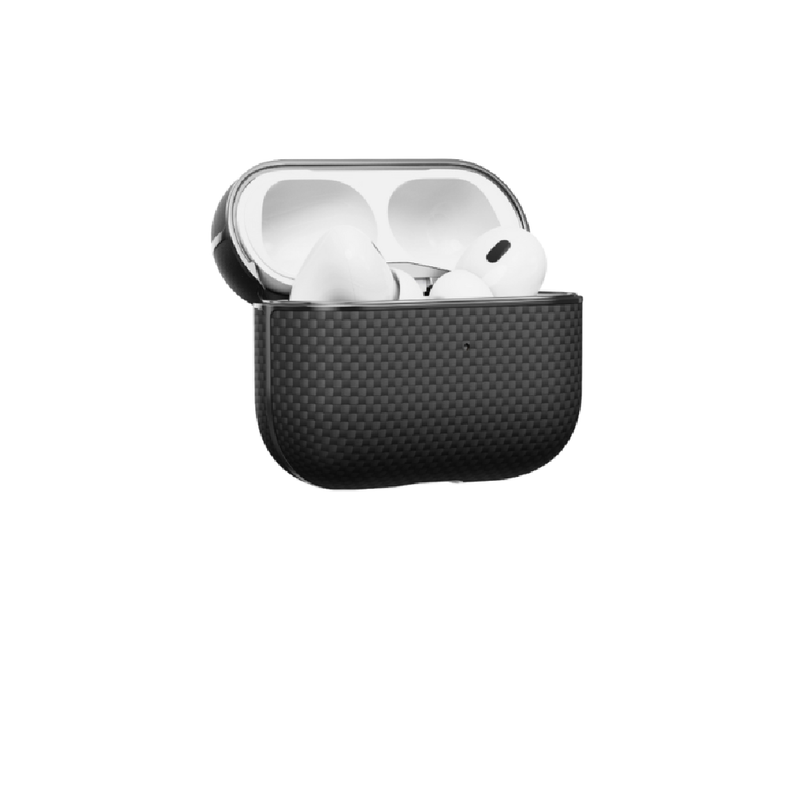 PITAKA AirPods Pro 2 Aramid Fiber Case (1500D Black/Grey-Plain) | APM2401