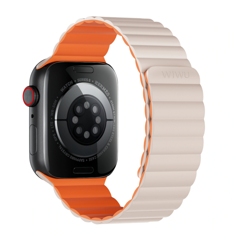 WiWU Magnetic Silicone Watch Band 38/40/41 for iWatch - Starlight + Orange | WI-WB001