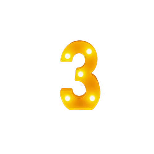 Light Marquee Sign Decor - Number Three | 352-1/3
