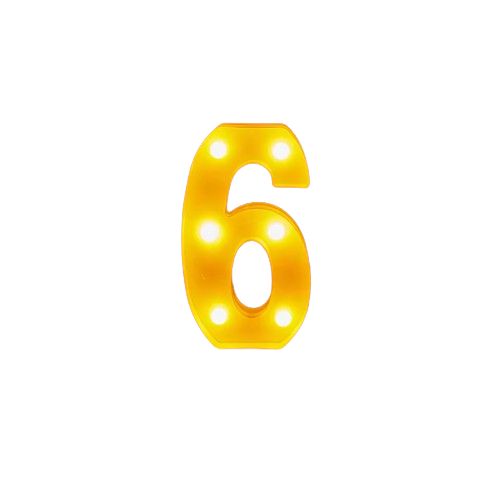 Light Marquee Sign Decor - Number Six | 352-1/6