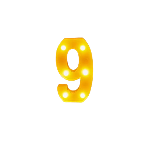 Light Marquee Sign Decor - Number Nine | 352-1/9