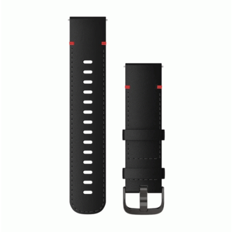 Garmin Quick Release Leather Band 22mm Black Leather With Brushed Slate Hardware | 010-12932-63