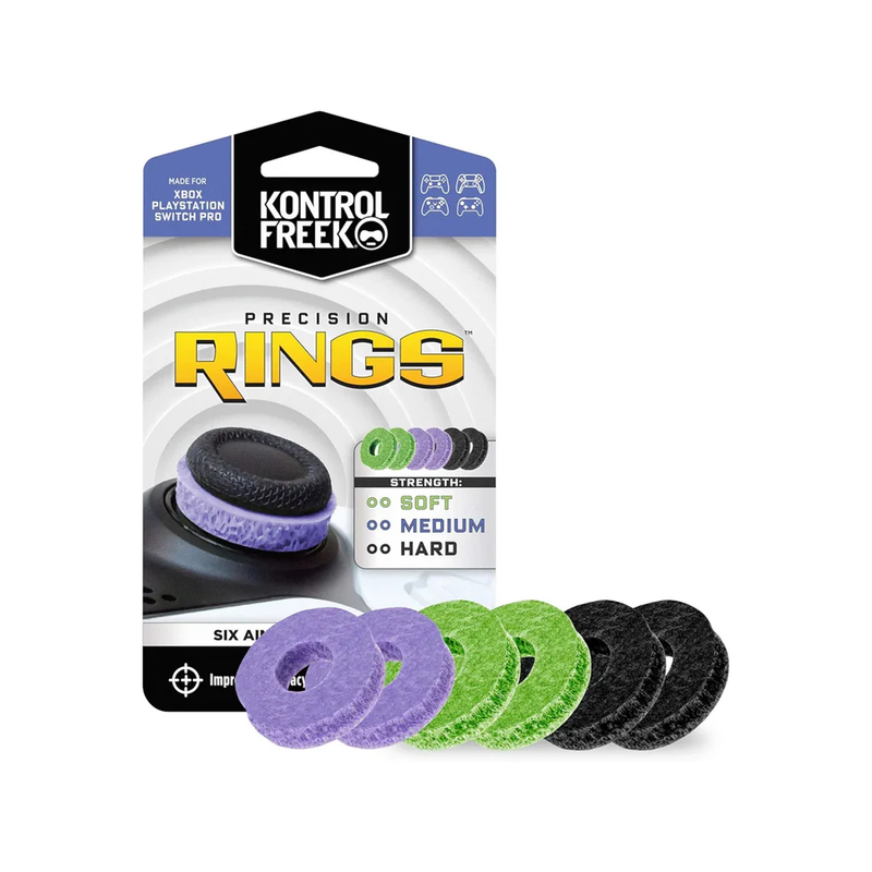 KontrolFreek Precision Rings - Aim Assist Motion Control for PS4, PS5, Xbox, Nintendo Switch Pro & Scuf Controllers (Black/Purple/Green)