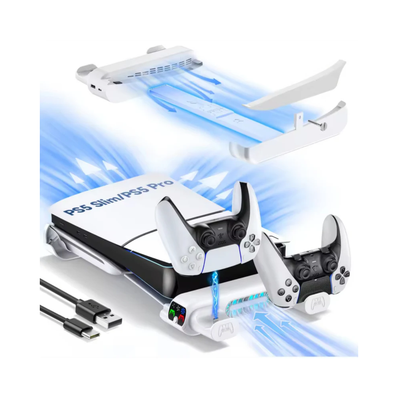 Horizontal Cooling Stand and Charging Station for PS5 Pro, & PS5 Slim Disc/Digital Edition