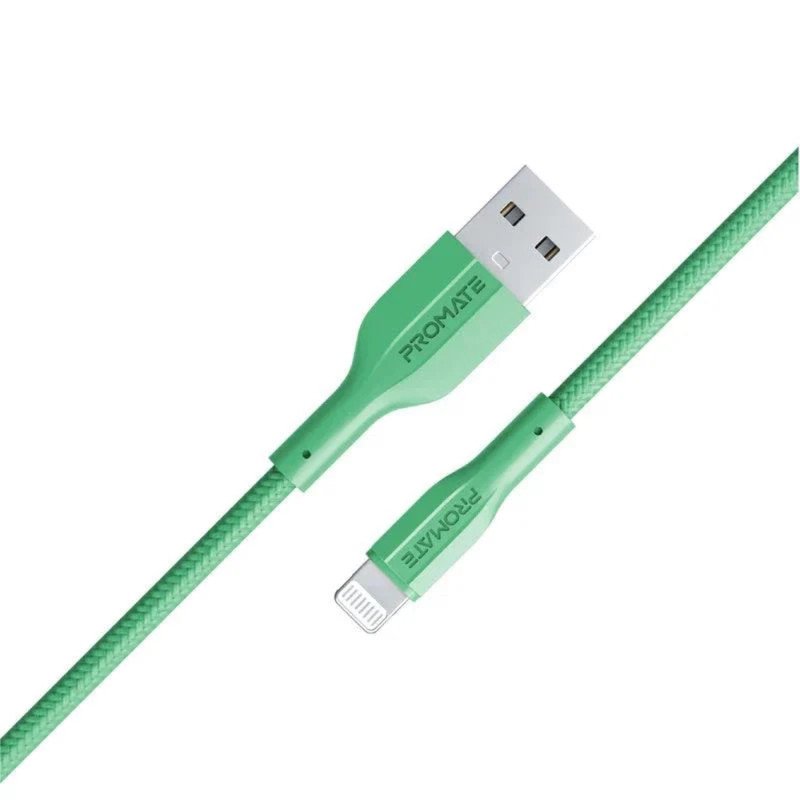 Promate High Tensile Strength Data & Charge Cable for Apple Devices, 1M,Green | XCord-Ai.GRN